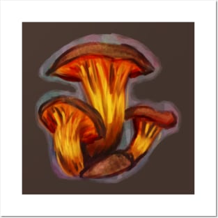 Painted Mushroom - Brown Posters and Art